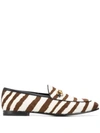 Gucci Women's Zebra-print Calf-hair Jordaan Loafers In Brown