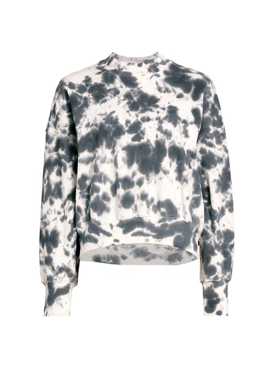 Bassike Cutout Tie-dyed French Cotton-terry Sweatshirt In Ink White