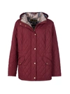 Barbour, Plus Size Women's Millfire Quilted Jacket In Cabernet Oatmeal Tartan