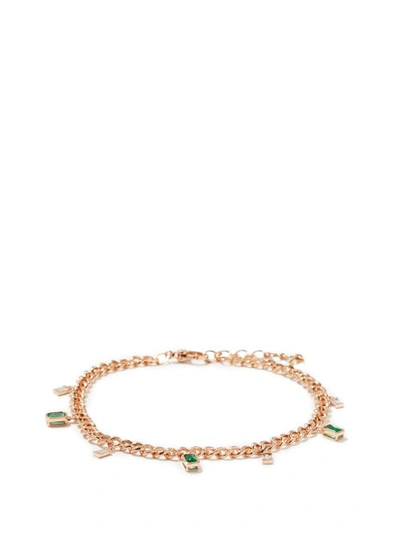Shay Emerald & Diamond Anklet In Rose Gold