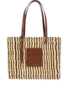 Loewe Women's Square Leather-trimmed Raffia Basket Bag In Natural/black/pecan