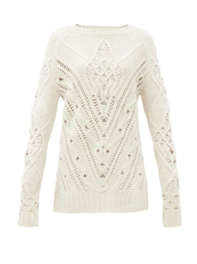 Altuzarra Gwendolyn Ladder And Cable-knit Sweater In White