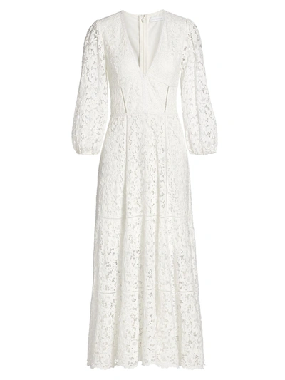 Jonathan Simkhai Puff-sleeve Lace Midi Dress In White