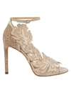 Jimmy Choo Women's Lucele Floral Lace Leather Sandals In Ivory
