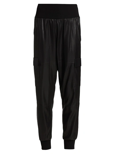 Cinq À Sept Giles Leather Cargo Joggers In Black