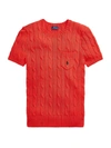 Polo Ralph Lauren Women's Cable Knit Pocket T-shirt In African Red
