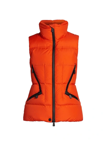 Moncler Atka Quilted Down Fitted Vest In Bright Orange