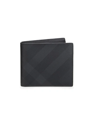 Burberry Men's London Check & Leather Wallet In Navy