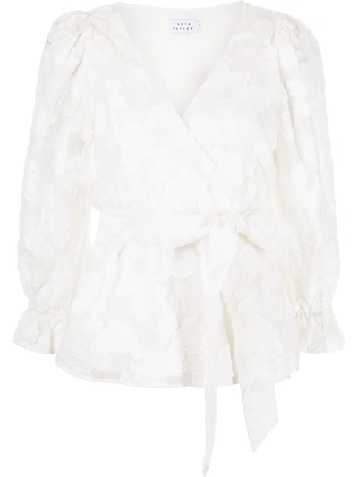 Tanya Taylor Kaylee Puff-sleeve Floral Blouse In White