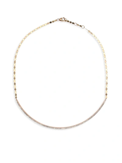 Lana Jewelry Women's Small Diamond Curve 14k Yellow Gold Necklace/16"