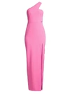 Aidan Mattox One-shoulder Cutout Gown In Neon Pink