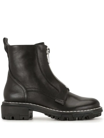 Rag & Bone Shiloh Zip Leather Combat Boots In Black