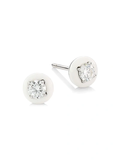 Etho Maria Women's Diamonds In 18k White Gold, Diamond & White Ceramic Stud Earrings