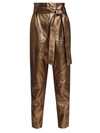 Alice And Olivia Women's Gabriielle High-rise Metallic Leather Pants In Brown