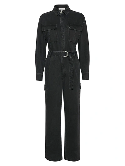 Gestuz Sofy Belted Utility Jumpsuit In Washed Black
