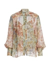 Zimmermann Women's Lucky Bound Puff-sleeve Floral Silk Blouse In Mixed Jacobean