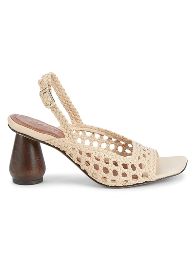 Souliers Martinez Women's Monterrey Woven Leather Slingback Sandals In Trigo