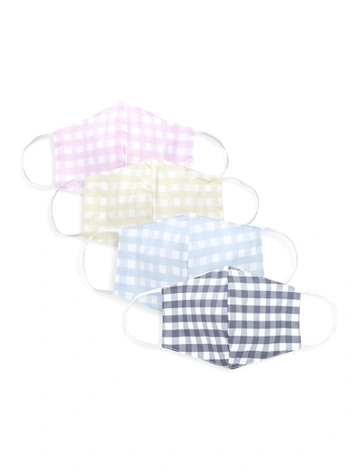 Saks Fifth Avenue Four-piece Gingham Cotton Blend Face Mask Set In Neutral