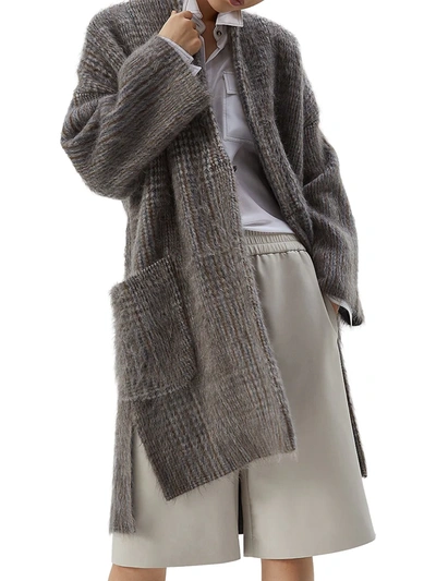 Brunello Cucinelli Women's Check Cardigan In Grey Multi