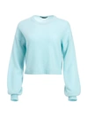 Alice And Olivia Ansley Puff-sleeve Crop Sweater In Waterfall