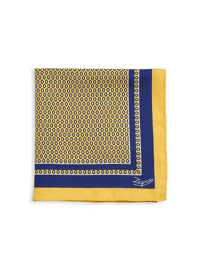 Ermenegildo Zegna Diamond Silk Pocket Square In Yellow