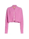 Andamane Forget Me Not Knitted Cropped Cardigan In Pink
