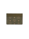 Mcm Men's Signature Visetos Mini Card Case In Dark Green