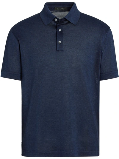 Ermenegildo Zegna Navy Blue Cotton Polo Shirt