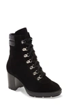 Aquatalia Iriana Block-heel Suede Hiking Boots In Black,black