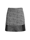 Michael Michael Kors Tweed Faux Leather Mini Skirt In Black White