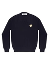 Comme Des Garçons Play Wool V-neck Heart Sweater In Navy