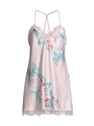 In Bloom Rita Lovely Floral Chemise In Mauvy Pink