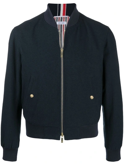 Thom Browne Men's Cotton Boucle Bomber Jacket In Blue
