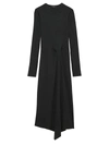 Theory Women's Ribbed Tuck Draped Midi Dress In Charcoal