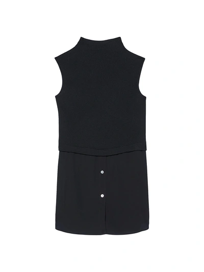 Theory Rib-knit Wool-blend Sleeveless Sweater Tank In Black