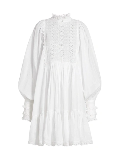 Bytimo Lace Eyelet Shift Dress In White