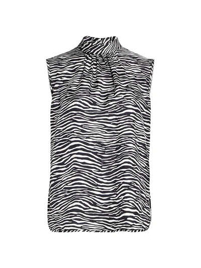 Max Mara Adda Zebra-stripe Sleeveless Top In Ultramarine