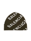 Balenciaga Men's Logo Wool-blend Beanie - Acid Green