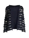 Kobi Halperin Reed Fringe & Embellished Sweater In Navy