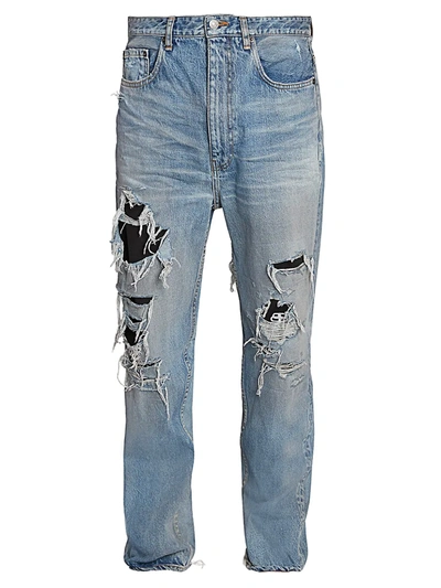 Balenciaga Dirty Blue Ripped Denim Pants | ModeSens