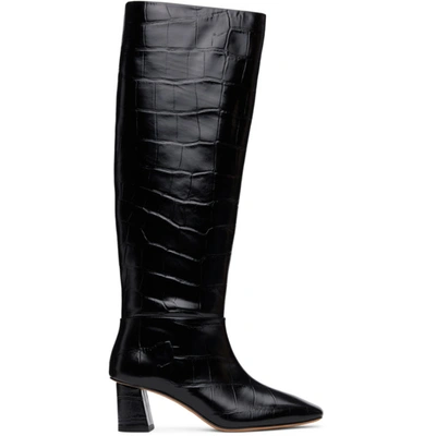 3.1 Phillip Lim / フィリップ リム Tess Square-toe Tall Croc-embossed Leather Boots In Black