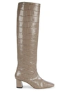 3.1 Phillip Lim / フィリップ リム Tess Square-toe Tall Croc-embossed Leather Boots In Taupe