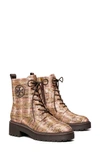 Tory Burch Women's Miller Lug-sole Tweed Combat Boots In Rose Gold
