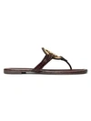 Tory Burch Women's Miller Metal Croc-embossed Leather Thong Sandals In Bordeaux