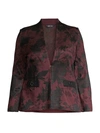 Misook, Plus Size Women's Floral Jacquard Knit Jacket In Mahogany Black