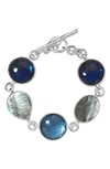 Ippolita Wonderland 5-stone Flexible Bracelet In Sterling Silver With Mother-of-pearl And Doublets In Astro In Blue/gray