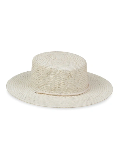 Lack Of Color Wanderer Woven Wide-brim Boater Hat In Cream