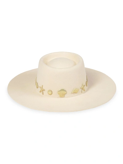 Lack Of Color Seaside Wool Wide-brim Boater Hat In Ivory