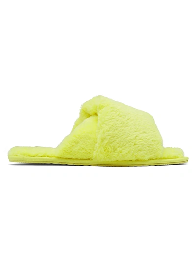 Sorel Go Mail Run Faux Fur Slippers In Yellow