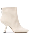 Nicholas Kirkwood Women's Alba Square-toe Leather Ankle Boots In Ecru